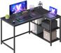 Songmics Bureau d'angle en L – 110 x 80 cm – Avec espace de rangement – Noir ébène