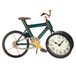 GILDE Staande/tafelklok van metaal - fietsvorm - antieke afwerking - donkerblauw - hoogte 24cm x breedte 34cm - decoratieve klok