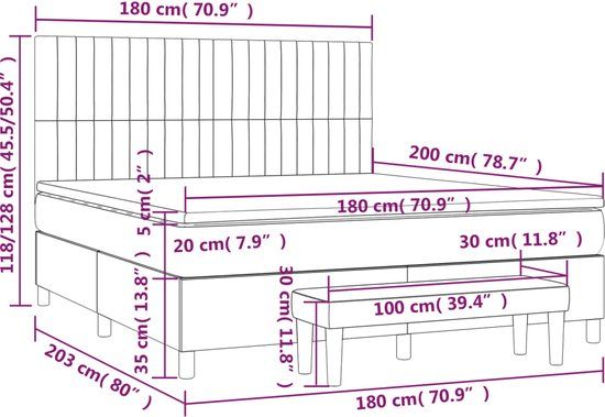 vidaXL Boxspring met matras - donkerbruin - 180x200 cm