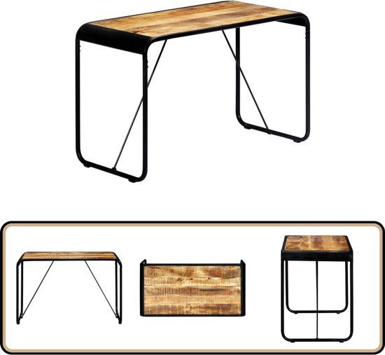 vidaXL Eettafel 118x60x76 cm massief ruw mangohout