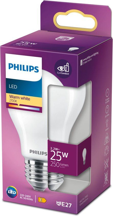 Philips LED Classic - E27 - 2.2W - 250lm - 2700K - Warm White