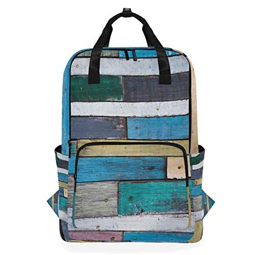 MONTOJ Travel Rugzak Cool Tone Shabby Hout Patroon School Rugzak - 5721985143555