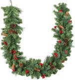 HOMCOM Couronne de Noël - Plastique - 180x25x25cm - Vert