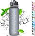 Unyqoos Drinking bottle with straw, 1 litre, water bottle with time markers, 1 click open Water Bottle, Sports Bottle, Bicycle Bottle (Dark Grey)