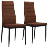 vidaXL Eetkamerstoelen 2 stuks stof bruin