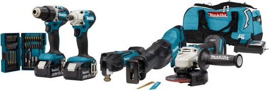 Makita DLX5068TX1 | 18 V COMBISET | DDF484 | DTD156 | DGA504 | DJR186 | DTM51 | 5,0 AH ACCU'S (2 ST.) | BITSET | SNELLADER | TAS