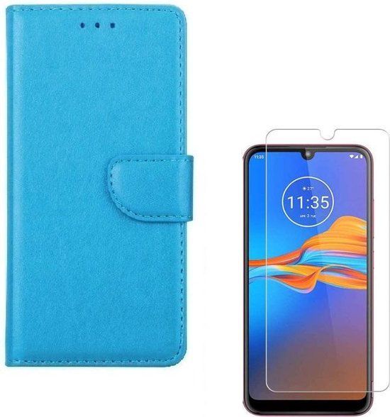 ZT Accessoires Motorola Moto E6 Plus Portemonnee Hoesje - Turquoise - Book Case - Incl. 2x Screen Protector