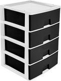 Hega Hogar Ladeblokje/bureau organizer 4x lade - wit/antraciet - L38 x B38 x H58 cm - kunststof