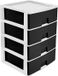 Hega Hogar Ladeblokje/bureau organizer 4x lade - wit/antraciet - L38 x B38 x H58 cm - kunststof