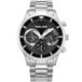 Police Driver III 43,5mm Zwart multifunctioneel herenhorloge met zilveren armband