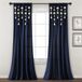 Lush Decor Boho Pom Pom Kwastje Linnen Raamgordijnpaneel (enkel paneel), 84" L x 52" W, Navy