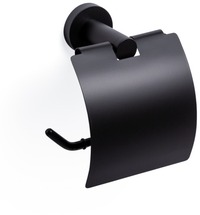 Ozean toiletrolhouder met klep rond mat zwart