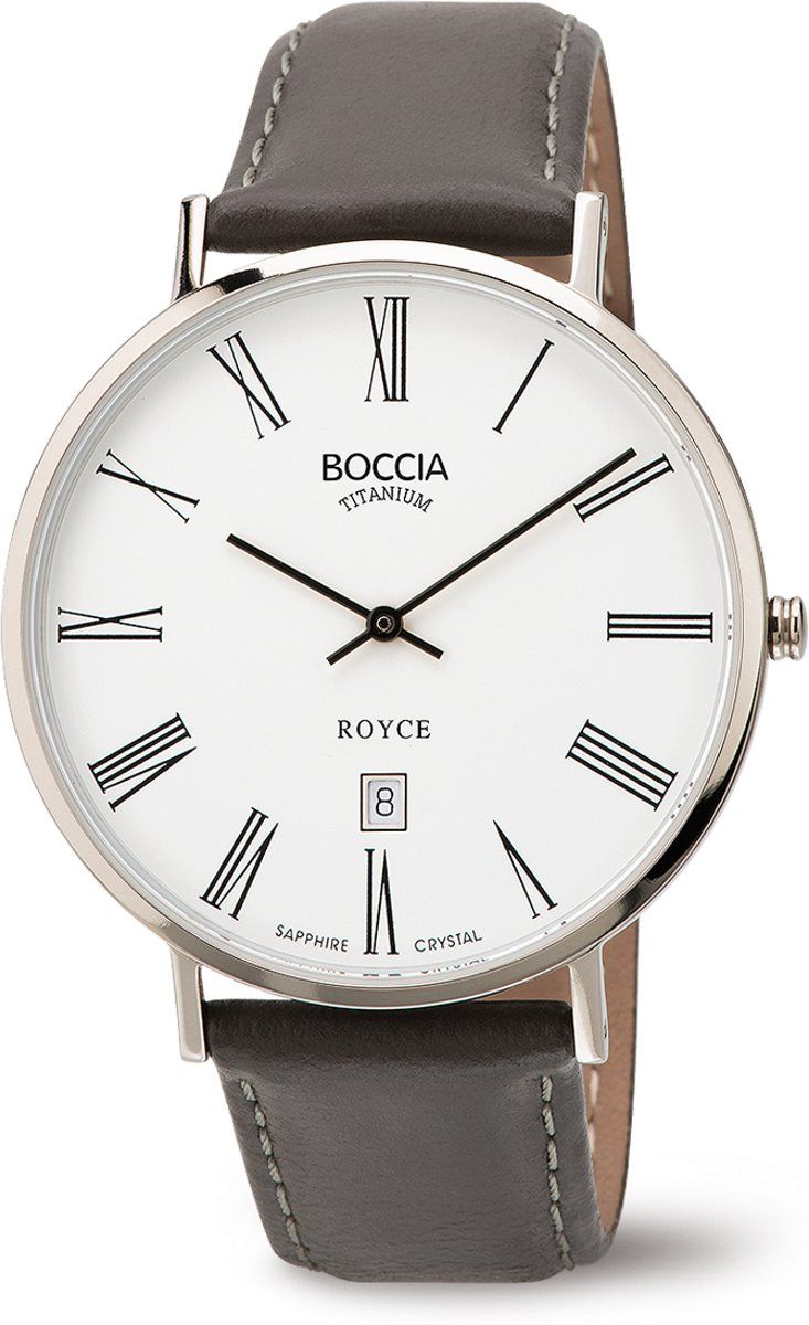 Boccia Titanium Royce 3589-03 Herenhorloge 41,5 mm Zwart Leer