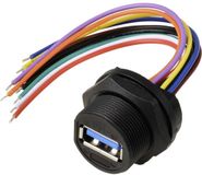 TRU COMPONENTS TC-E13T-FU3-PWF-0.2PV TC-13543580 USB 3.0-bus voor montage aan de achterkant met draad IP67 (schroefdraad), kabel 0,1 m Waterdichte kunststof