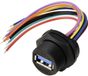 TRU COMPONENTS TC-E13T-FU3-PWF-0.2PV TC-13543580 USB 3.0-bus voor montage aan de achterkant met draad IP67 (schroefdraad), kabel 0,1 m Waterdichte kunststof