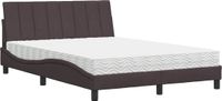 vidaXL Bed met matras "Hanko" stof donkerbruin 140x190 cm