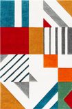 Safavieh Modern Graphic Indoor Geweven Vloerkleed, Hollywood Collectie, HLW709, in Ivoor & Pauwblauw, 122 X 183 cm