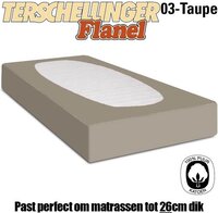 Terschellinger | 100% Katoenenflanel Hoeslaken tot 26cm | Heerlijk warm en zacht | Taupe 160x200/210cm