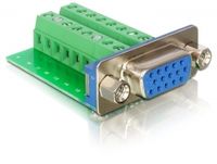DELOCK Adaptateur VGA femelle - Bloc de jonction 16 broches 16 broches Vert adaptateur de câble/connecteur