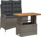 vidaXL 2-delige Tuinset met Kussens Poly Rattan Grijs