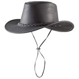 Pfiff Westernhoed, cowboyhoed, cowboy cowgirl, rundleer zwart bruin unisex S-XL (56-62 cm)