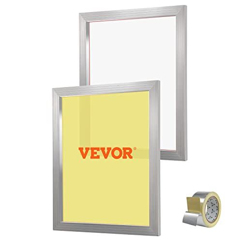 VEVOR Zeefdrukset, 2 stuks aluminium zeefdrukframes, 20 x 24 inch zeefdrukframe met 160 mesh, hoogspanningsnylongaas en afdichttape voor T-shirts, doe-het-zelf-afdrukken, enz.