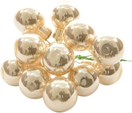 Decoris 10x Mini glazen kerstballen kerststekers/instekertjes parel 2 cm - Parel kerststukjes kerstversieringen glas