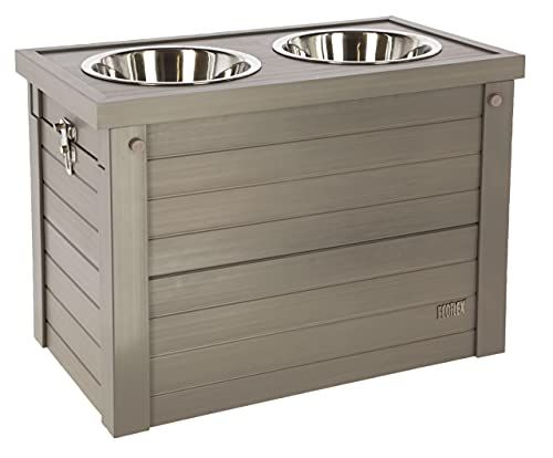 Voer- KERBL PET Voedsel- en drinkkom met opbergruimte; 2 x 1200 ml; 54 x 30 x 39,5 cm (l x b x h)