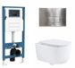 QeramiQ Dely Swirl Toiletset - inbouwreservoir Qeramiq Flush - slim zitting - metaal RVS bedieningsplaat - rechthoekige knoppen - glans wit