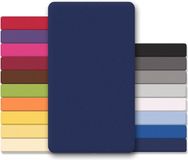 CelinaTex Lucina Topper Hoeslaken Jersey Katoen Stretch - donker blauw 90x200cm - 100x200cm