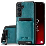 SURAZO Premium echt leren achterhoes voor Samsung Galaxy A55, stootvast leren telefoonhoes met kaartvak, standfunctie, sleutelhangertje, vintage slim bumper beschermhoes (turquoise)
