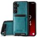 SURAZO Premium echt leren achterhoes voor Samsung Galaxy A55, stootvast leren telefoonhoes met kaartvak, standfunctie, sleutelhangertje, vintage slim bumper beschermhoes (turquoise)