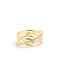 SINGULARU - Comete Ring - 925 sterling zilveren ring met 18 karaat vergulde afwerking.