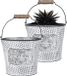 Sunnydays Seau/pot de fleurs/pot de fleurs - 2x - zinc - argent - D17 x H14 cm