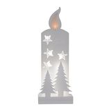 EGLO LED kerstdecoratie, kerst-silhouet kaars van hout in wit | winterlandschap met timer, batterijgevoede verlichting, warmwit