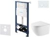 kielle Genesis New - Set de montage murale, toilette ancien, Vortex Rimless+, abattant softclose et boutons Gemini New I, blanc brillant
