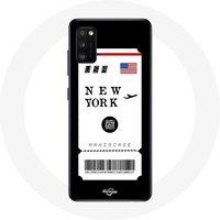 Maniacase Etui voor Samsung Galaxy A41 vliegticket new york
