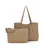 GUESS Brenton Tote Latte Logo Shopper Lichtbruin