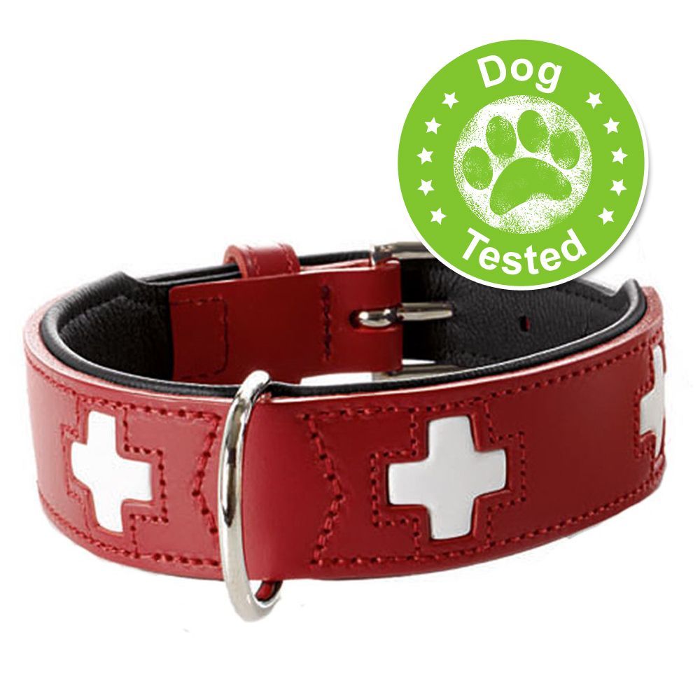 Hunter Halsband Swiss - Maat 65 - Zwart/Rood - Leer