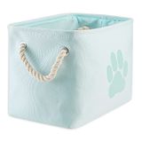 DII Bone Droge Kleine Ronde Huisdier Speelgoed en Accessoire Opslagruimte, 12"(Dia) x9"(H), Inklapbare Organizer Opslagrand voor Home Décor, Rechthoek, Rectangle Small, Paw Print Aqua