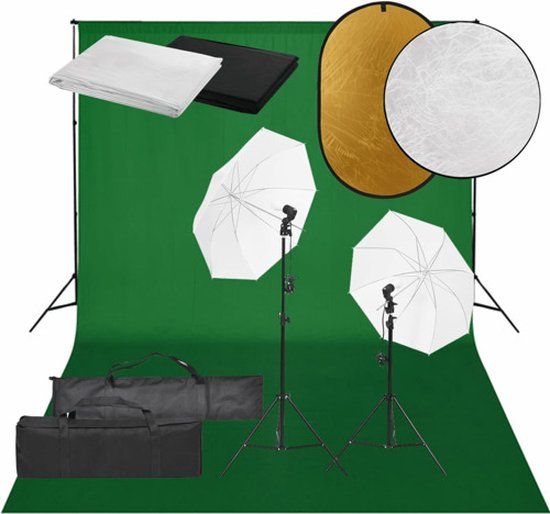 vidaXL Fotostudioset met verlichtingsset, achtergrond en reflector