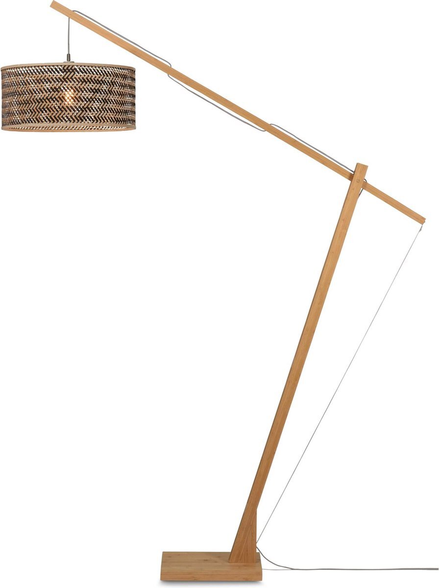 Good&Mojo Vloerlamp Java - Bamboe/Zwart - 175x50x207cm - Modern - Staande lamp voor Woonkamer - Slaapkamer