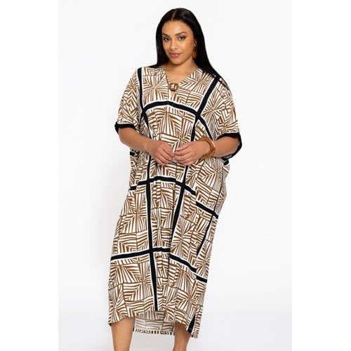 YOEK rechtvallend vest met print, Plus Size - ecru