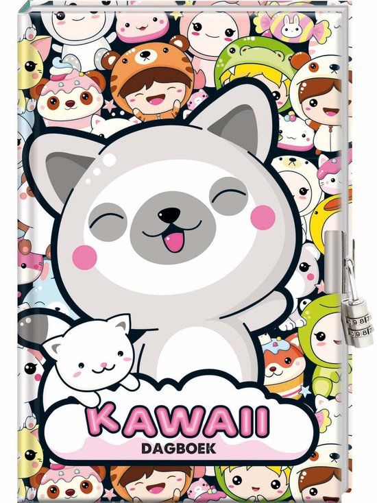Merkloos Kawaii Dagboek met Slot