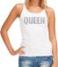 Bellatio Decorations Shoppartners Bv Glitter Queen tanktop wit met steentjes/ rhinestones voor dames - Glitter kleding/ foute party outfit M