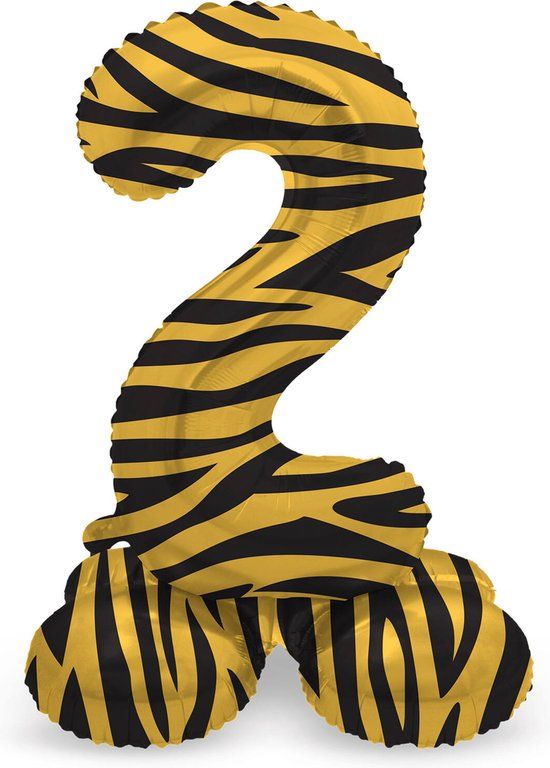 Folat Staande folieballon Cijfer 2 Tiger Chic - 41 cm