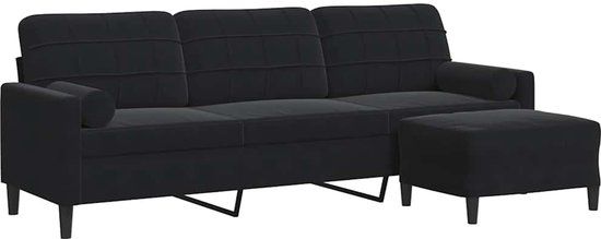 vidaXL Driezitsbank met voetenbank 210 cm fluweel zwart