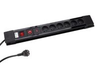 Perel Stekkerdoos met schakelaar, overspannings- en overbelastingsbeveiliging, 6 stopcontacten met penaarde (type E), kabel 1.5 m, 3G1.5, IP20, zwart