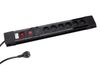 Perel Stekkerdoos met schakelaar, overspannings- en overbelastingsbeveiliging, 6 stopcontacten met penaarde (type E), kabel 1.5 m, 3G1.5, IP20, zwart