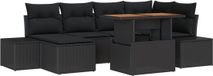 vidaXL Banc de jardin 7 pièces Noir/Marron Polyrotin/Bois